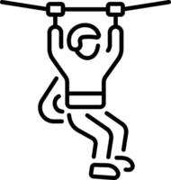 A line style icon of a zip lining adventure vector