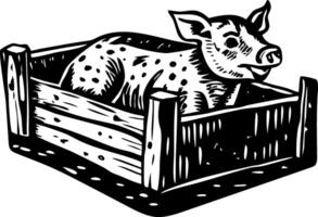 Pig hen illustration in vintage style vector