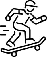 A line icon showing a skateboarding character vector