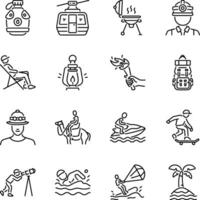 Set of Linear Style Outdoor Recreation Icons vector