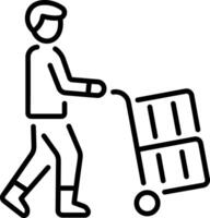 A line style icon showing hotel staff cart vector