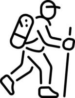 A line icon depicting trekking character vector
