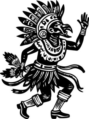 An ancient character doing dance ritual, vintage illustration