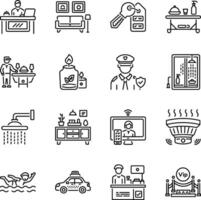 Set of Linear Style Hotel Amenities Icons vector