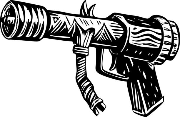 A vintage style illustration of an ancient blowgun