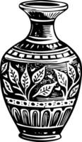 A hand drawn illustration of porcelain vase vector