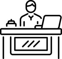 Hotel reception desk icon in linear style vector