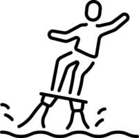A line icon depicting the action of flyboarding in water vector