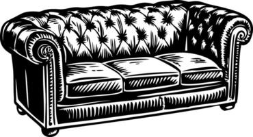 A vintage style illustration of a leather sofa vector