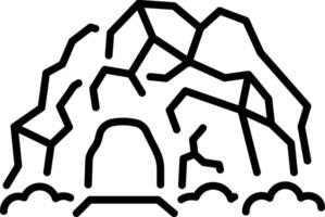 Linear icon depicting a hidden cave entrance vector