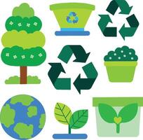 set of ecology and environment earth day elements illustration vector