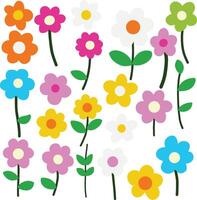 set of colorful flower background with bright colors spring illustration vector