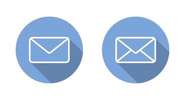 Envelope email, message outline icon long shadow. Newsletter web sign. Mail symbol vector
