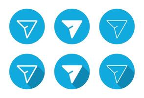 Share arrow icon set with long shadow. Send, direct message button sign symbol vector