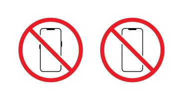Smartphone area prohibition sign. No mobile phone icon. Cellphone with forbidden symbol vector