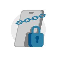 illustration of smartphone with chain and padlock. restricted access or locked premium features. for concepts of app limitations, subscription services, freemium models, security, and privacy vector