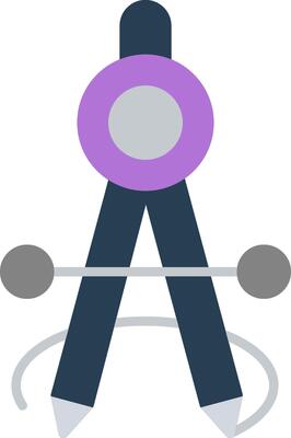 A purple and gray arrow pointing to a circle