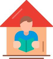 Home Learning Flat Multicolored Icon Design vector