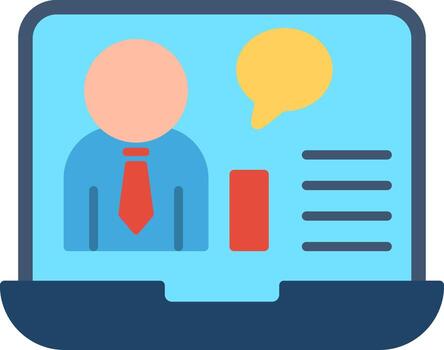 en línea trabajo entrevista plano multicolor icono diseño vector