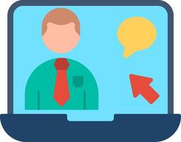 Online Interview Flat Multicolored Icon Design vector