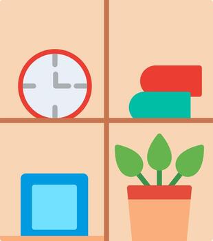 Bookshelf Flat Multicolored Icon Design vector