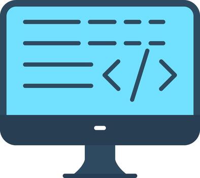 un computadora monitor con un código símbolo en eso vector