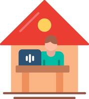 Work At Home Flat Multicolored Icon Design vector