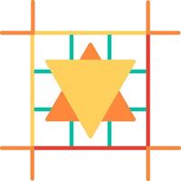 A yellow triangle with an orange star in the middle vector