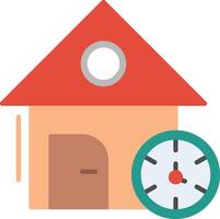 A house with a clock and a clock in front of it vector
