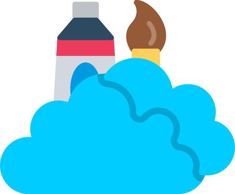 A cloud with paint and a brush