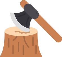Wood Axe Flat Multicolored Icon Design vector