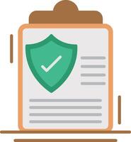 A clipboard with a green shield and check mark vector