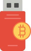 Bitcoin Usb Device Flat Multicolored Icon Design vector