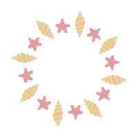 Seashell Starfish Circle Frame vector