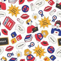 English Language Learning Seamless Pattern vector