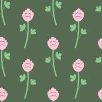 Clover Flower and Leaf Seamless Pattern vector