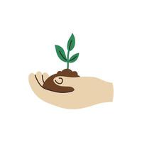 Hand Holds Soil with Seedling vector