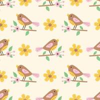 Spring Bird Seamless Pattern vector