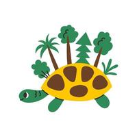 Turtle with Trees and Plants on Shell vector