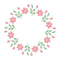 Sakura Circle Frame with Flowers and Twigs vector