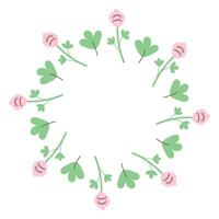 Clover Flower Leaf Circle Frame vector