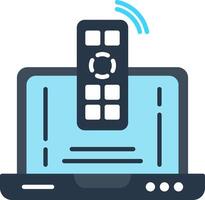 A remote control is sitting on top of a laptop vector