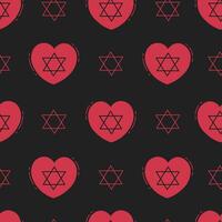 Heart and Hexagram Seamless Pattern vector