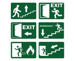 emergency exit sign. Flat exit sign collection. Various exit signs. escape route sign vector
