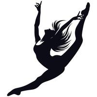 Graceful Female Ballet Dancer Silhouette in Artistic Jump Pose vector