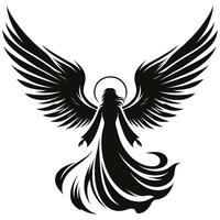 Beautiful Angel Silhouette with Wings and Halo in Flight vector