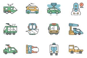Linear Transportation Icon Set for Web and Apps vector