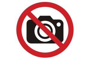 Prohibited Camera Icon with Red Circle and Slash on White Transparent Background vector