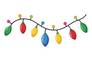 String of Colorful Christmas Lights with Bulbs, Holiday Decorations, vector