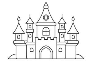 Outline Castle with Towers and Arches Fairytale vector
